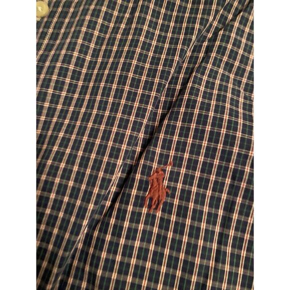 Ralph Lauren Yarmouth Size 17 34/35 Blue Red Plaid Pony Long Sleeve Button Shirt - Picture 3 of 7